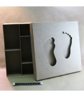 Caja de Papel Mache "Cuadrada grande con pies"-Decoupage-Batallon Manualidades