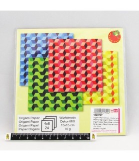 24 hojas de cubos para Origami-Hojas de 15 x 15 cm-Batallon Manualidades