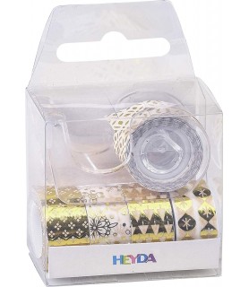 Pack de 4 Washi Tape con Aplicador Oro 12 mm-Washi Tape-Batallon Manualidades
