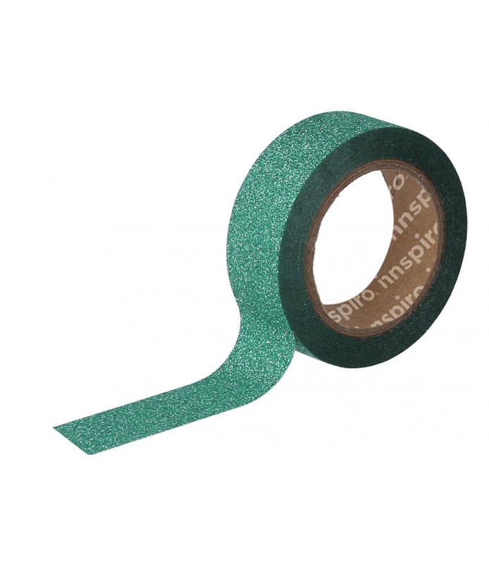Washi Tape FP 15 X 10 mm Purpurina Verde-Washi Tape-Batallon Manualidades
