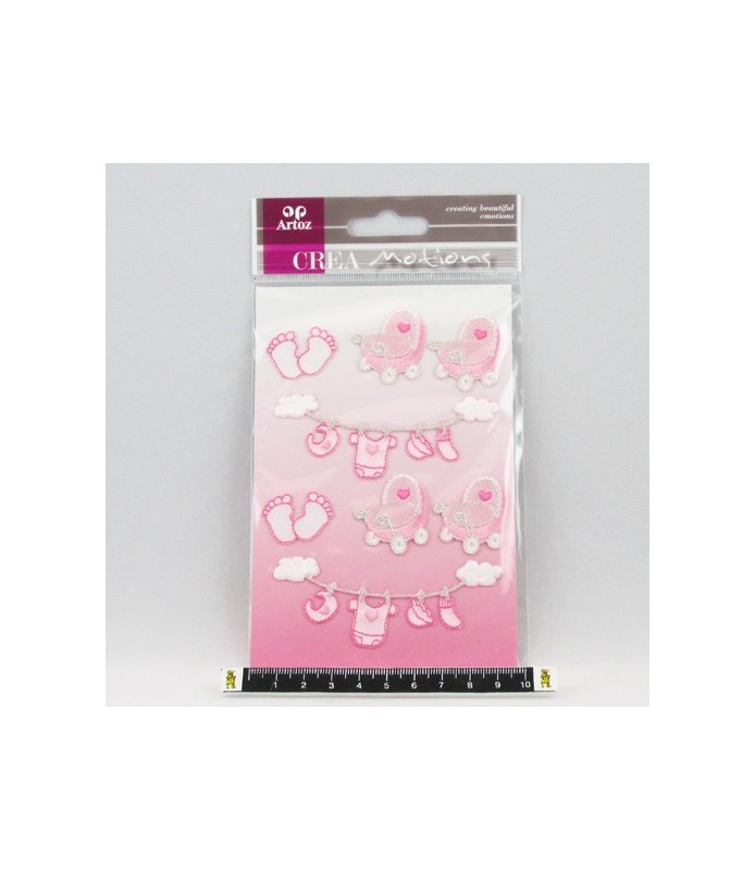 Stickers de tela bordada "Infantil color rosa"-Scrapbooking-Batallon Manualidades