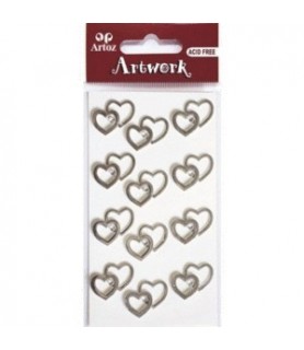 Stickers Boda Corazones Plateados