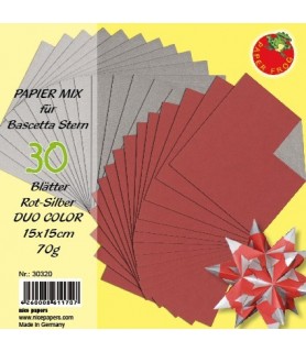 32 Hojas para Origami Rojo y Plata 15 x 15 cm - 70 g-Hoja de 15 x 15 cm-Batallon Manualidades