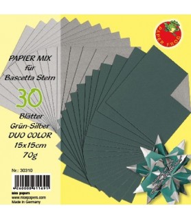 32 Hojas para Origami Verde y Plata 15 x 15 cm -Hoja de 15 x 15 cm-Batallon Manualidades