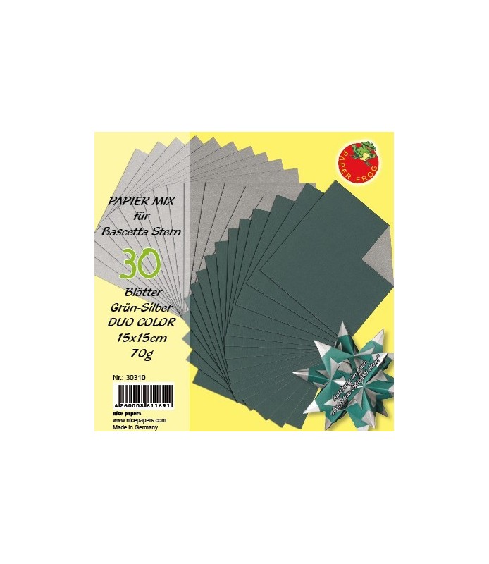 32 Hojas para Origami Verde y Plata 15 x 15 cm - 7