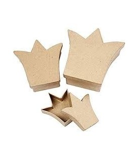 Caja de Papel Mache Corona de tres Puntas-Cajas de Papel Maché-Batallon Manualidades