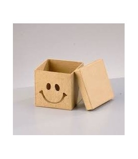 Cajas de Papel Mache Cara Sonriente 7,5 x 7,5 x 7 cm-Cajas de Papel Maché-Batallon Manualidades