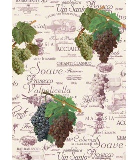 Papel Decoupage 50 x 70 cm Racimos Uva-Frutas y Verduras-Batallon Manualidades