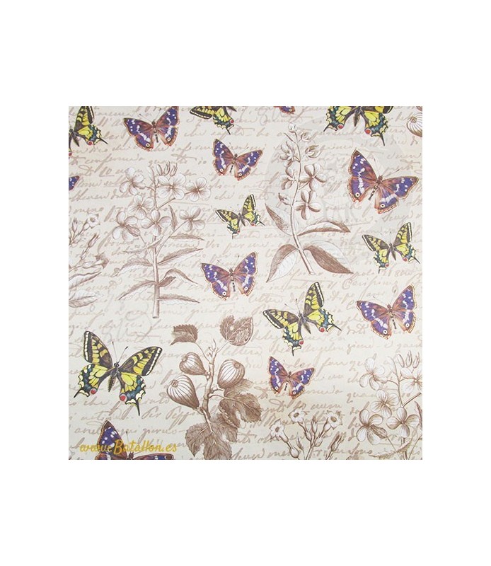 Papel Decoupage 50 x 70 cm Mariposas y Letras
