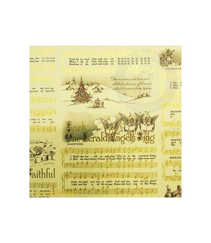 Papel Decoupage 50 x 70 cm Partitura Oro-Clásicos y  Escritura-Batallon Manualidades
