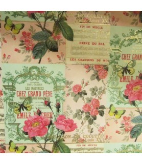 Papel Decoupage 0,70 x 100 m Rosas Musicales-Flores y Plantas-Batallon Manualidades
