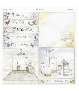 Papel Scrapbooking Dulce Espera -  9 Meses-Infantil-Batallon Manualidades