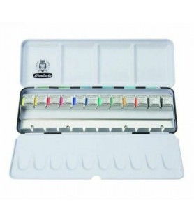 Caja de Metal 12 Colores Acuarelas Schmincke-Packs y Estuches de Acuarela-Batallon Manualidades