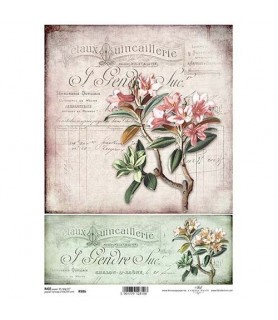 Papel de Arroz Decorado 21 x 29,7 cm Rama con Flor-Flores y Plantas-Batallon Manualidades