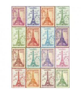 Papel de Arroz Decorado 21 x 29,7 cm Sellos Torre Eiffel-Surtidos-Batallon Manualidades