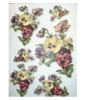 Papel de Arroz Decorado 21 x 29,7 cm Pensamientos-Flores y Plantas-Batallon Manualidades