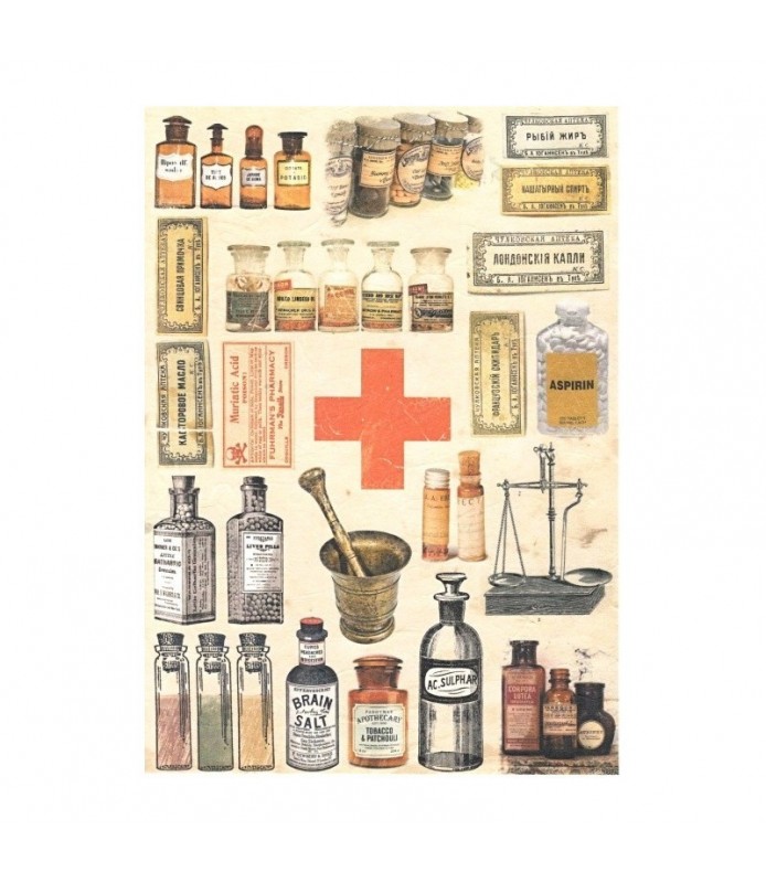 Papel de Arroz Decorado 30 x 42 cm Tarros Farmacia