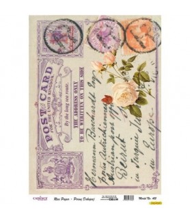 Papel de Arroz Decorado 30 x 42 cm Post Card-Flores y Plantas-Batallon Manualidades