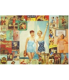 Papel de Arroz Decorado 30 x 42 cm Chicas en Bañador-Surtido-Batallon Manualidades