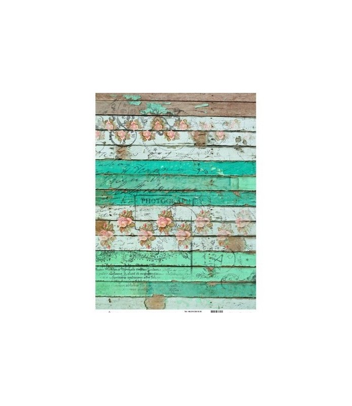 Papel de Arroz Decorado 30 x 42 cm Estampado Verde
