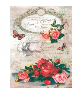 Papel de Arroz Decorado 25 x 34,5 cm Rosas-Flores y Plantas-Batallon Manualidades