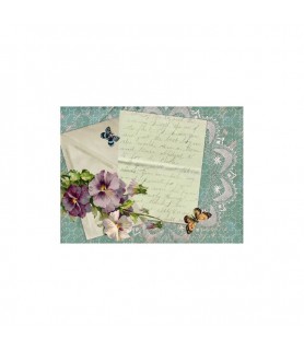 Papel de Arroz Decorado 25 x 34,5 cm Carta con Violetas-Flores y Plantas-Batallon Manualidades