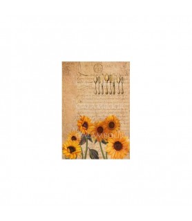 Papel de Arroz Decorado 35 x 50 cm Girasoles con Cubiertos-Flores y Plantas-Batallon Manualidades