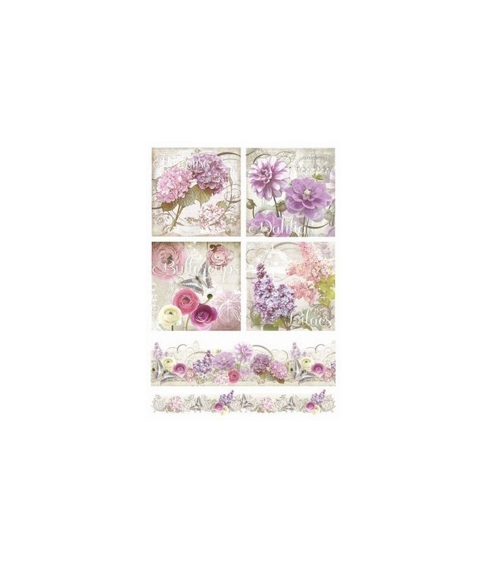 Papel de Arroz Decorado 35 x 50 cm Flores Variadas