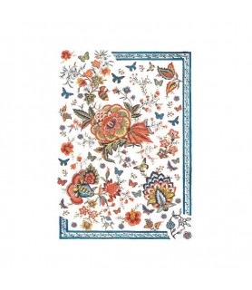 Papel de Arroz Decorado 35 x 50 cm Flor y Mariposas con Esquinera-Animales-Batallon Manualidades