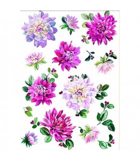 Papel de Arroz Decorado 35 x 50 cm Dalias-Flores y Plantas-Batallon Manualidades
