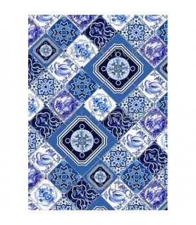Papel de Arroz Decorado 35 x 50 cm Mosaicos Azules-Estampados-Batallon Manualidades