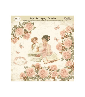 Papel Decoupage Creativo 32 x 31 cm Reading Love-Vintage-Batallon Manualidades