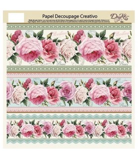 Papel Decoupage Creativo 32 x 31 cm Cenefa Rosas-Flores y Plantas-Batallon Manualidades