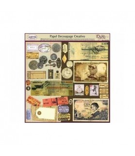 Papel Decoupage Creativo 32 x 31 cm Monedas-Surtido-Batallon Manualidades