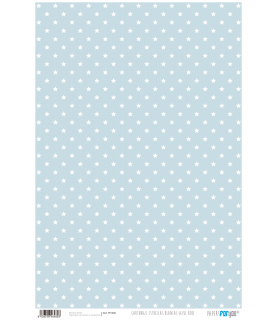 Papel Cartonaje 32 x 48,3 cm Estrellas Blancas - Azul Bebe-Estampados.-Batallon Manualidades