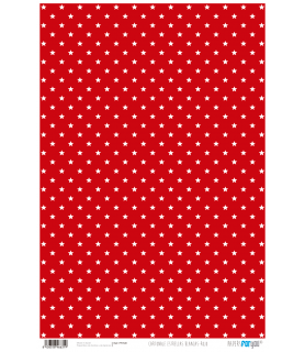 Papel Cartonaje 32 x 48,3 cm Estrellas Blancas - Rojo-Estampados.-Batallon Manualidades