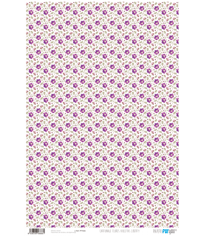 Papel Cartonaje 32 x 48,3 cm Flores Violetas Liber