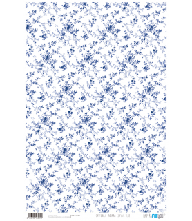 Papel Cartonaje 32 x 48,3 cm Indiana Classic Blue-Flores y Plantas.-Batallon Manualidades