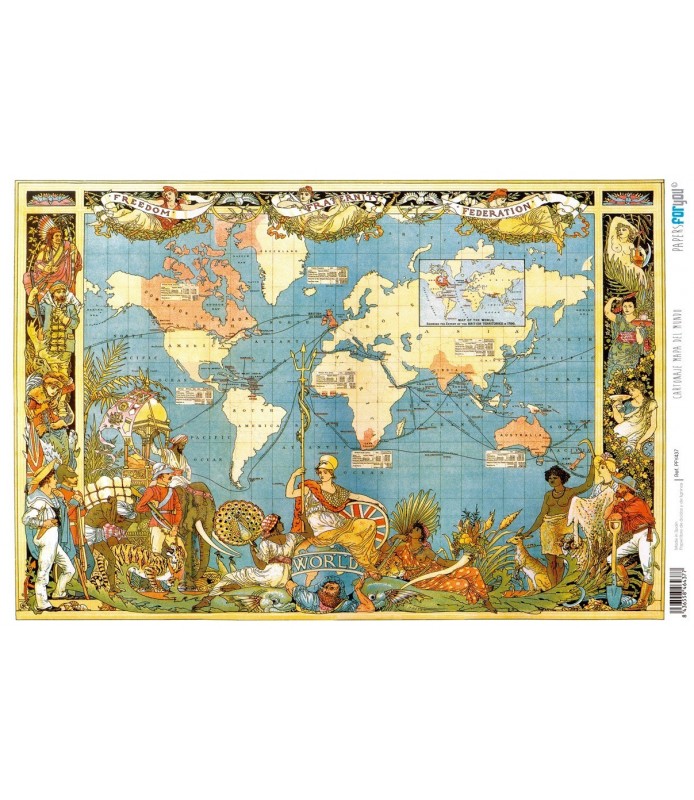 Papel Cartonaje 32 x 48,3 cm Mapa del Mundo