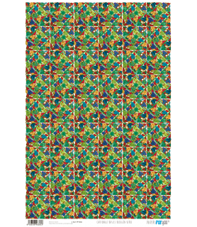 Papel Cartonaje 32 x 48,3 cm Bodegón Verde-Flores y Plantas.-Batallon Manualidades