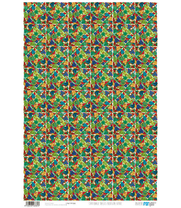 Papel Cartonaje 32 x 48,3 cm Bodegón Verde