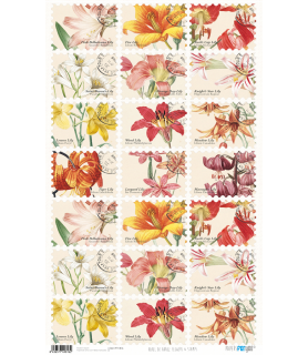 Papel de Arroz Decorado 33 x 54 cm Flowers & Stamp-Flores y Plantas-Batallon Manualidades