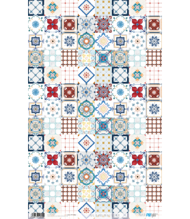 Papel de Arroz Decorado 33 x 54 cm Mosaico Tiles Blue-Mosaico-Batallon Manualidades