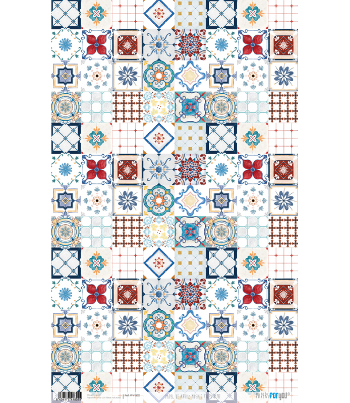 Papel de Arroz Decorado 33 x 54 cm Mosaico Tiles B