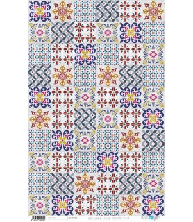 Papel de Arroz Decorado 33 x 54 cm Azulejos Mosaico Multicolor-Mosaico-Batallon Manualidades