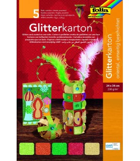5 Hojas GlitterKarton 24 x 34 cm - 300 g Folia-Outlet-Batallon Manualidades