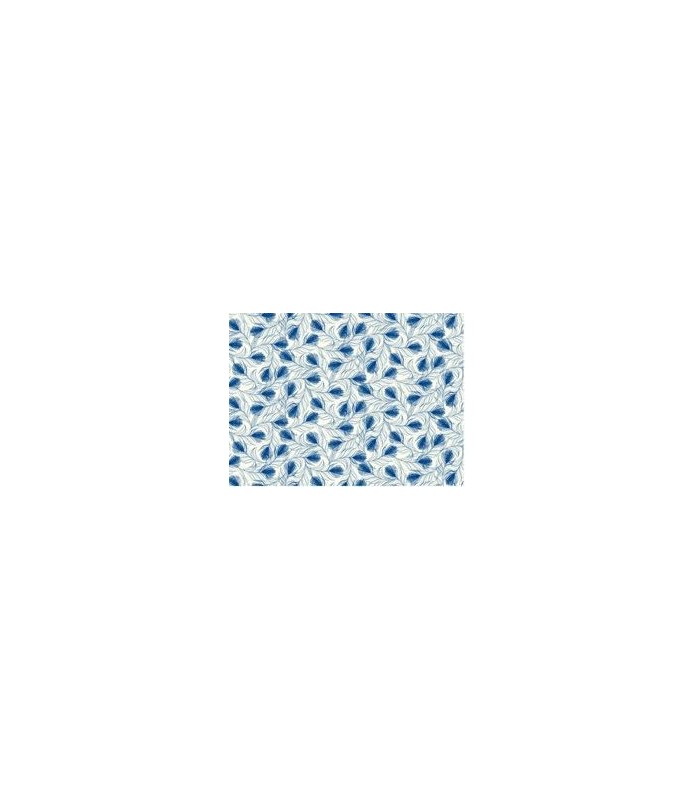 Papel Decorativo 50 x 70 cm Plumas Azules-Papel Tipográfico.-Batallon Manualidades