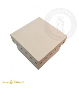 Caja de Madera Natural con Tapa Ondulada 12 x 12 x 8  cm c-Cajas de Madera-Batallon Manualidades