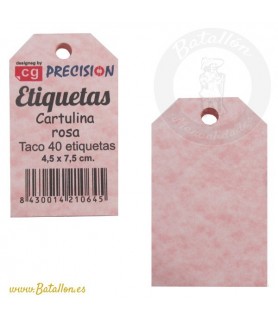 40 Etiquetas de Cartulina 4,5 x 7,5 cm Rosa-Etiquetas Rectangulares-Batallon Manualidades