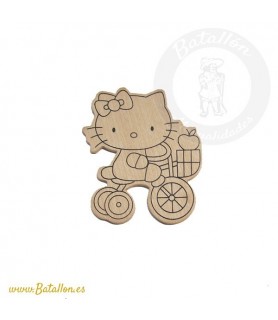 Silueta de madera Hello Kitty en Bicicleta.-Formas Troqueladas-Batallon Manualidades